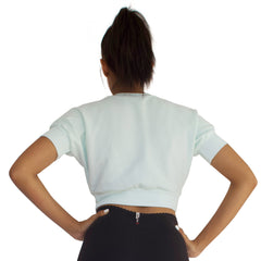 Back view of the French Terry Anita crop top in Mint