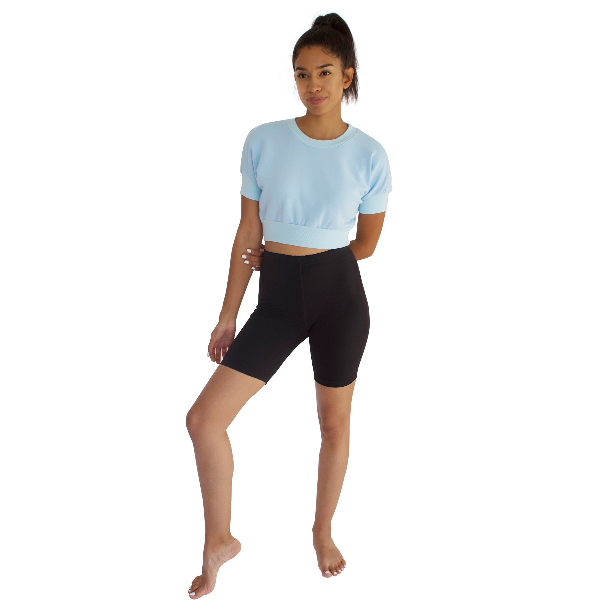 Anita 100% Cotton French Terry Crop - Sky Blue