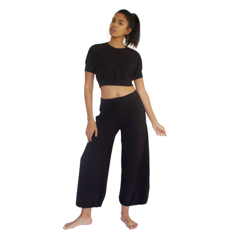Comfy & Cozy French Terry Beach Pant - Black