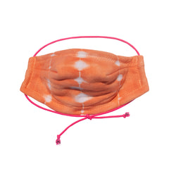 Hand Made 100% Cotton Bamboo tie dyed lightweight 5 layer Face Mask with adjustable strap in Orange