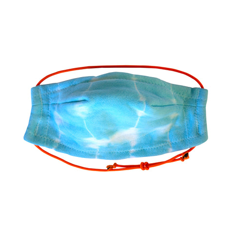 Hand Made 100% Cotton Bamboo tie dyed lightweight 5 layer Face Mask with adjustable strap in Turq.