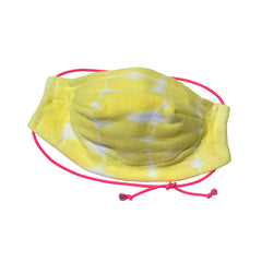 Hand Made 100% Cotton Bamboo tie dyed lightweight 5 layer Face Mask with adjustable strap in Yellow