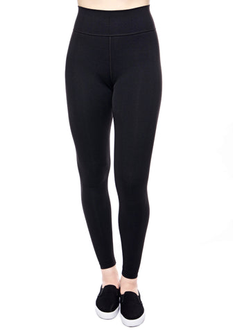 High waisted legging in Black with hidden back pocket and foldover waistband made from premium high performance activewear fabric that wicks moisture away from your body to keep you comfortable