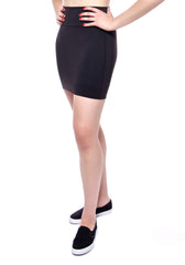 High waisted black mini skirt made from premium high performance activewear fabric with handy back waist pocket