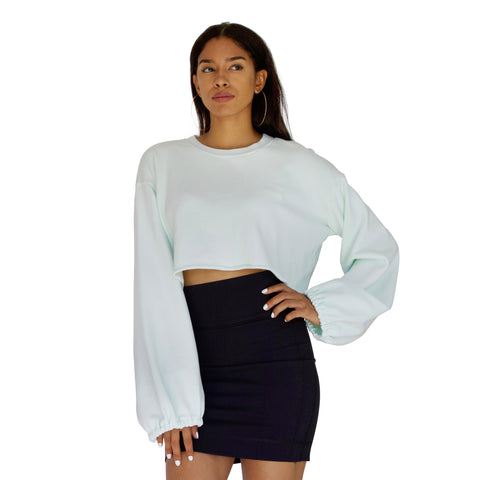 French Terry Slingshot Crop - Mint Green