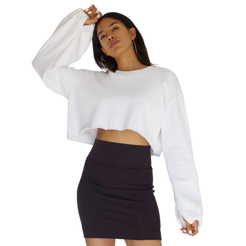 French Terry Slingshot Crop - White